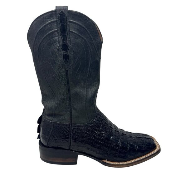 Black Jack B116 Caiman Tail Mens 9.5 EE Cowboy Boots Black leather croc western
